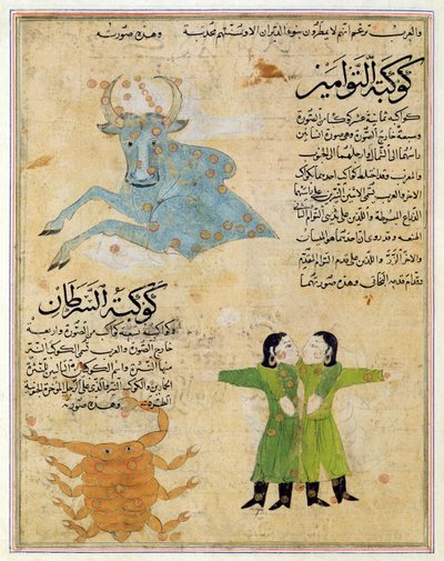 Ms E-7 fol.23a Die Sternbilder des Stiers, der Zwillinge und des Krebses, Illustration aus 